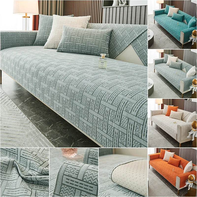 Popxstar Solid Color Waterproof Sofa Towel Chenille Four Seasons Universal Sofa Cover All-inclusive Universal Simple Sofa Blanket main image 1