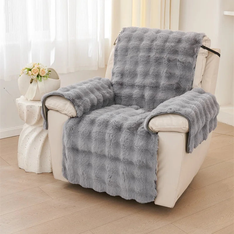 1 Seater Thick Plush Recliner Sofa Cover Anti-cat Scratch Single Armchair Cover