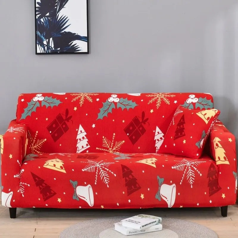 Christmas Sofa Covers Printed Sofa Cover for Living Room Elastic Slipcover All-inclusive Couch Cover