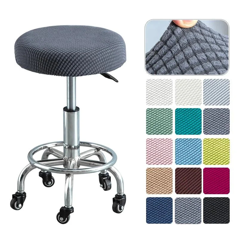 Polar Fleece Round Bar Stool Chair Cover Removable Stool Slipcover Solid Seat Cushion Protector