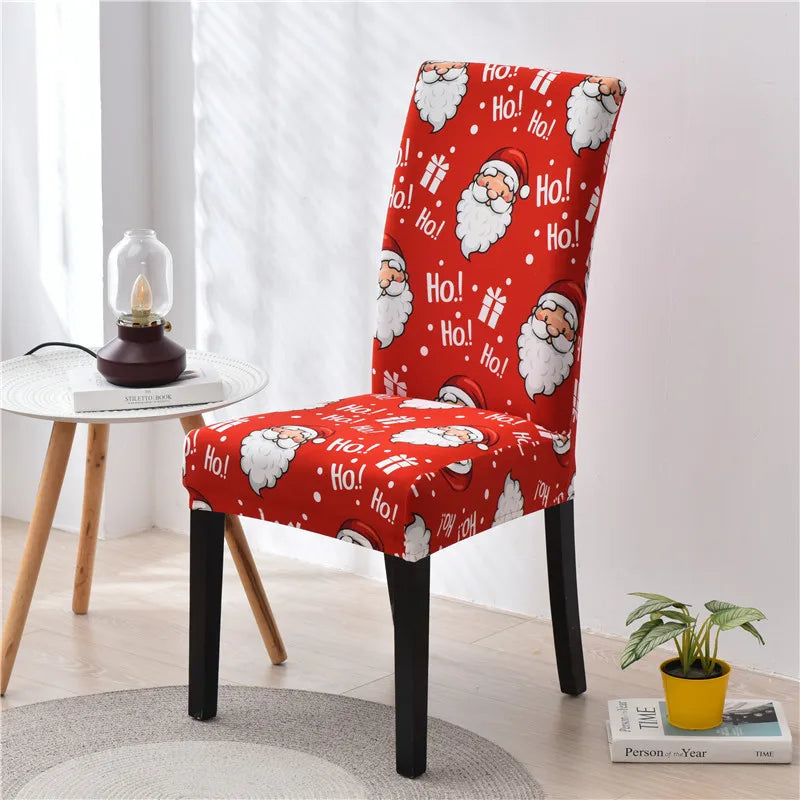 Christmas Dining Chair Covers Printing Modern Removable Anti-dirty Kitchen Seat Case