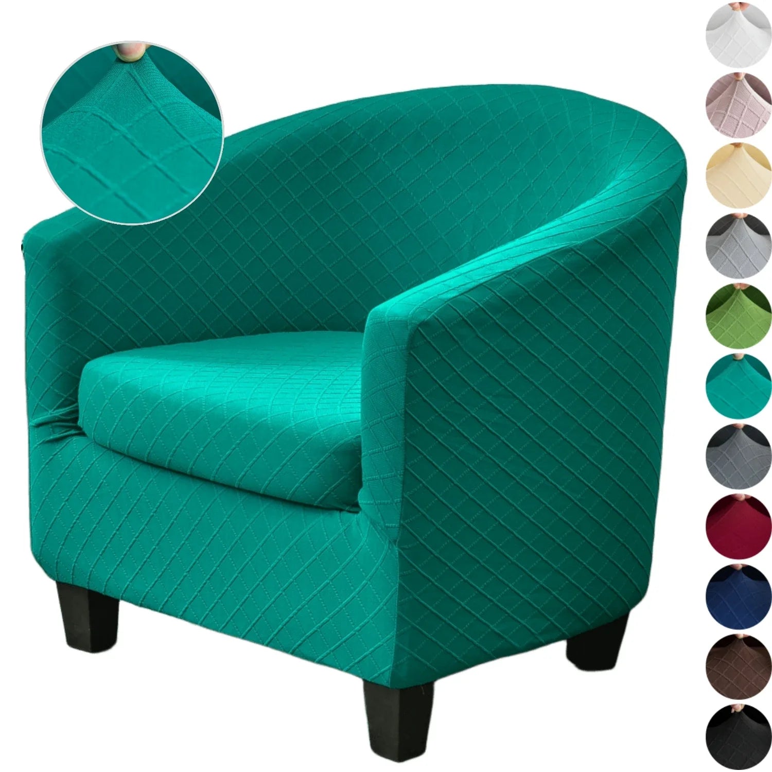 Tub Club Chair Slipcover 2 Piece Stretch Jacquard Tub Chair Cover Round Barrel Chair Covers