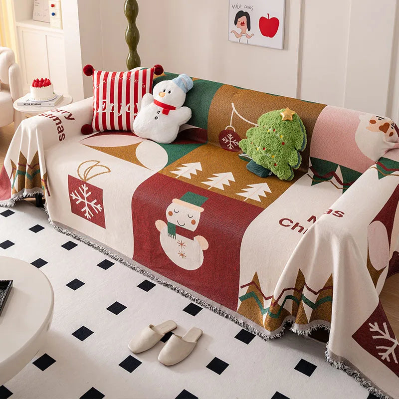 Transform Your Living Room with a Festive Chenille Christmas Sofa Throw Cover