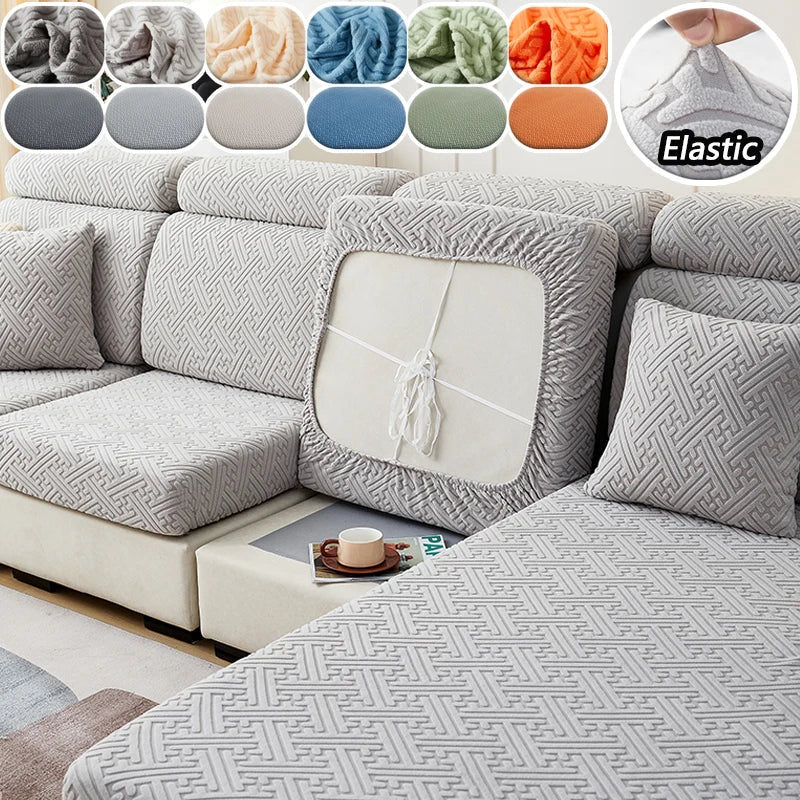 Jacquard Sofa Cushion Covers Removable Elastic Sofa Slipcover Non-slip Sofa Couch Seat Cover for Living Room Office Home Decor