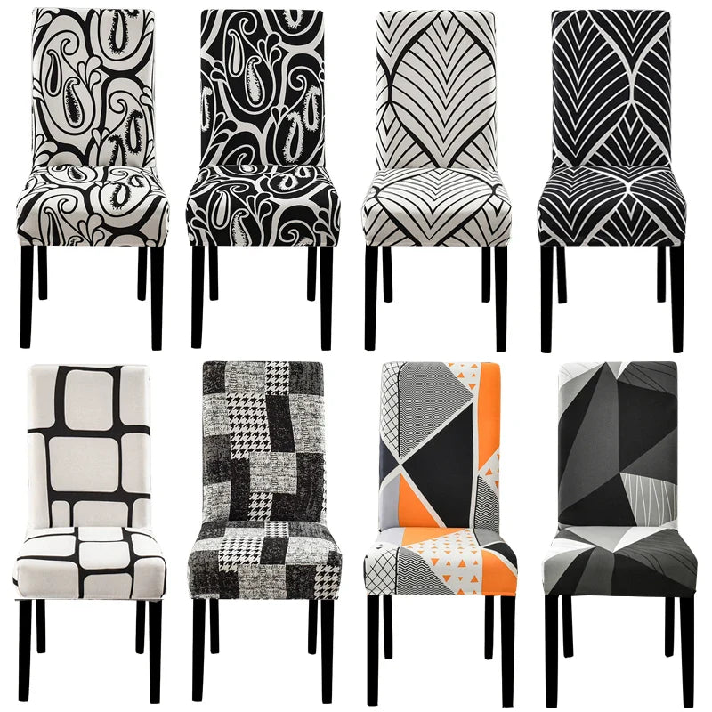 Stretch Dining Chair Covers Printed Seat Slipcover Spandex Chair Cover for Living Room