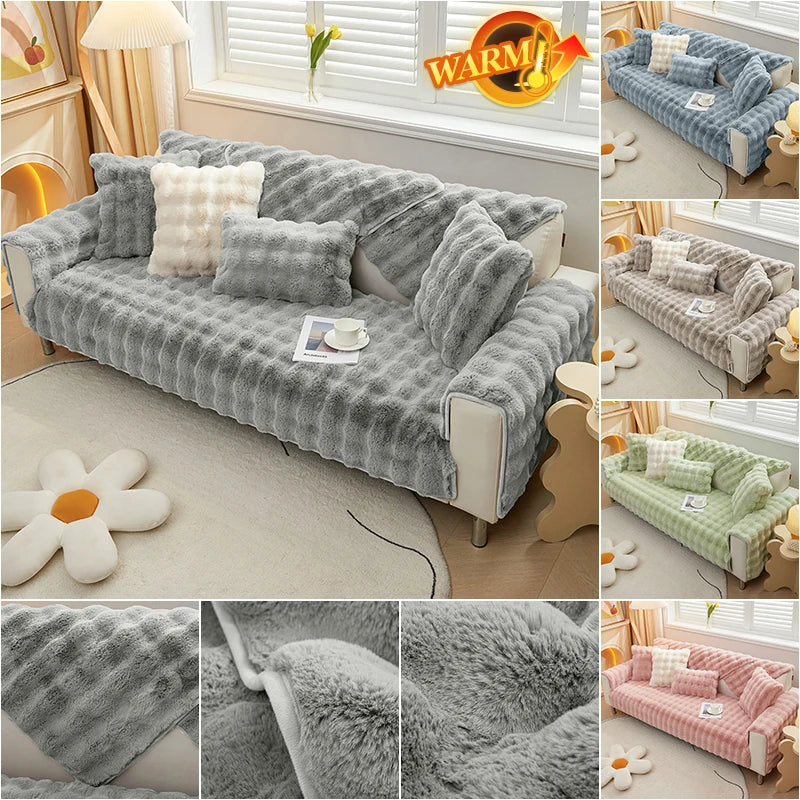Upgrade Your Sofa with Thicken Rabbit Plush Slipcover In Milton Keynes