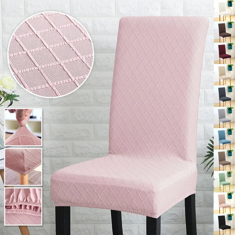 Universal Spandex Chair Covers Stretch Jacquard Kitchen Chair Cover Washable Home Use Solid Color Elastic Slipcover