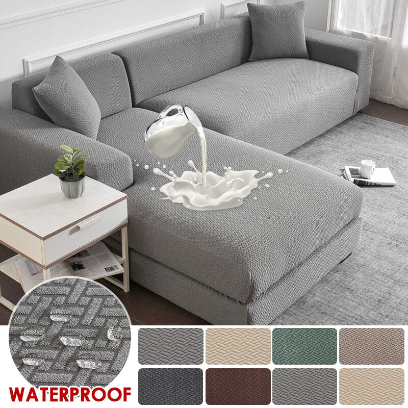 Protect Your Sofa in Style with Waterproof Jacquard Sofa Covers Solid Texture Pattern Chair Couch Cover L Shaped Sofa Protector