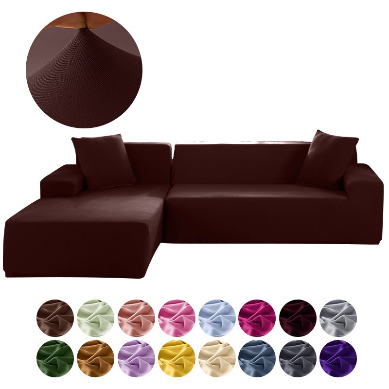 1/2/3/4 Seater Elasticity Solid Color Sofa Covers For Pets Kids Elastic Corner Couch Covered L Shaped Cheap Cover For Sofas
