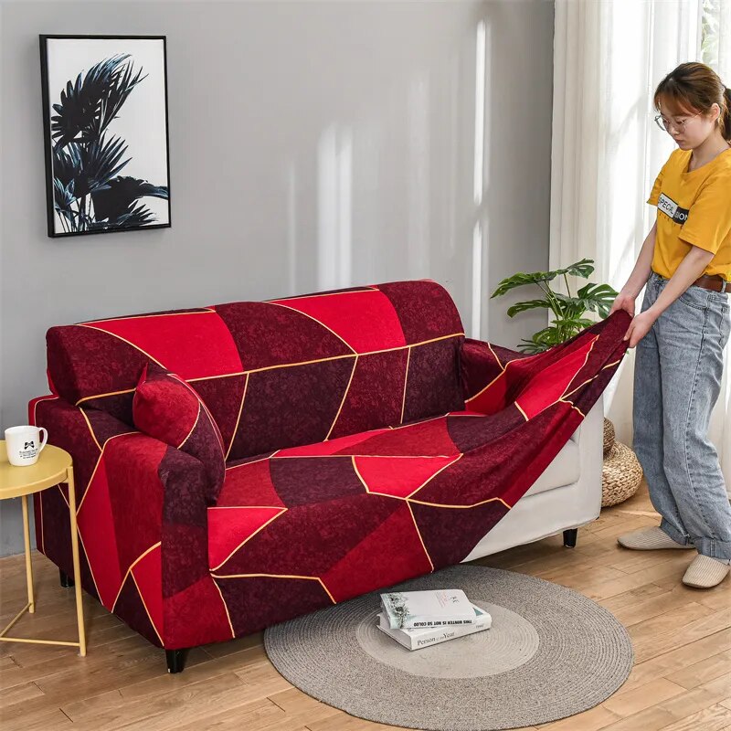 1/2/3/4 Seater Geometric Sofa Covers Living Room Spandex L Shape Sofa