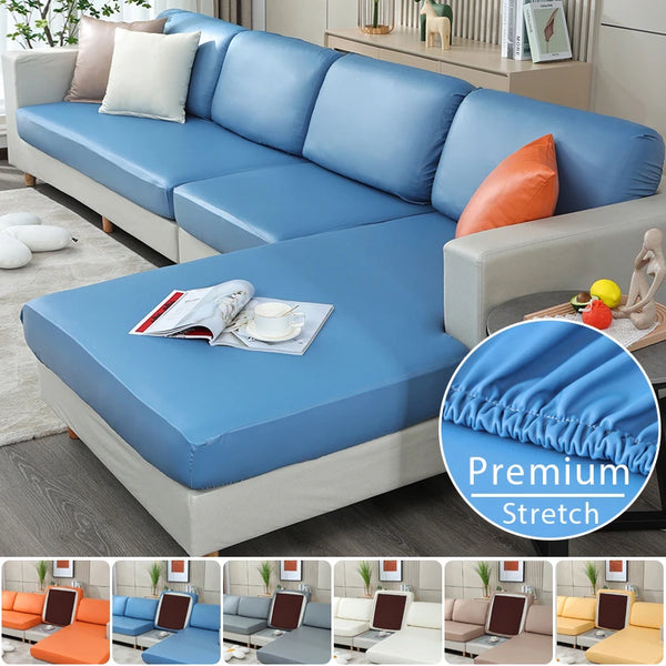 1/2/3/4 Seater PU Leather Elastic Sofa Seat Cushion Covers for Living Room Waterproof Stretch Chair Seat Cover Couch Slipcover