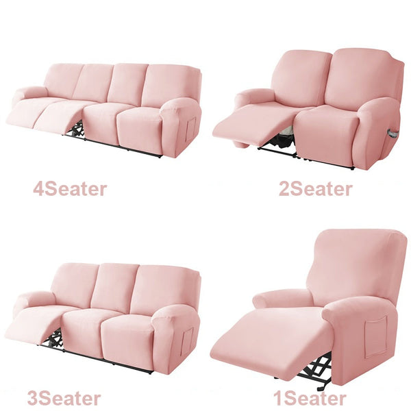 1/2/3/4 Seater Recliner Sofa Covers Relax Lazy Boy Chair Cover Elastic Reclining Armchair Slipcover Furniture Protector Cover