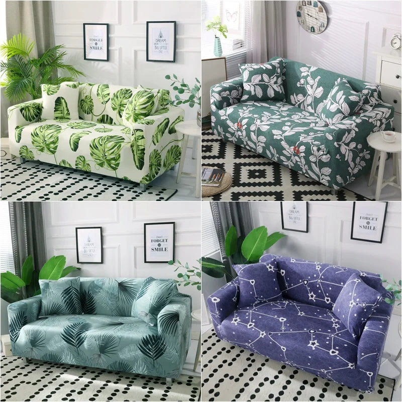 1/2/3/4 Seater Sofa Slipcovers Elastic Green Leaf Sofa Couch Cover Funda Sofa Chair Sofa Covers