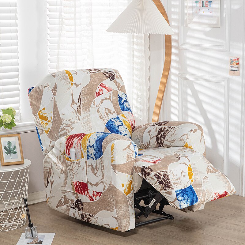 Printed Recliner Chair Cover Spandex Stretch Floral Lazy Boy Armchair Cover Elastic Recliner Sofa Slipcovers for Living Room