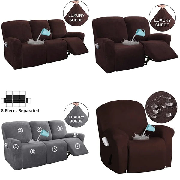 1 2 3 Seater Waterproof Recliner Sofa Covers Elastic Spandex Relax Lazy Boy Chair Cover for Living Room Armchair Sofa Cover