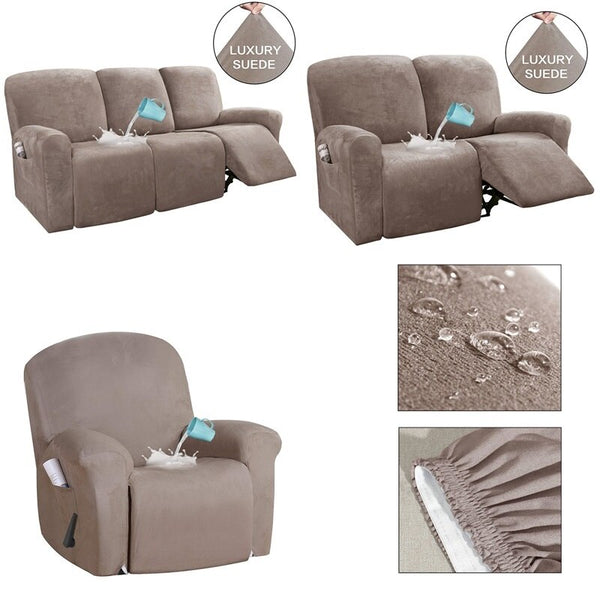 1 2 3 Seater WaterRepellent Recliner Sofa Covers Elastic Relax Massage Couch Slipcovers for Living Room Armchair Sofa Covers