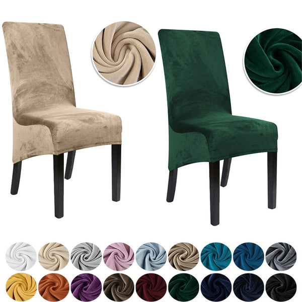 1/2/4/6 Pcs Velvet Fabric Chair Covers Special Large Spandex Cheap Long Back Chair Covers XL Size Seat Cover For Dining Room Home