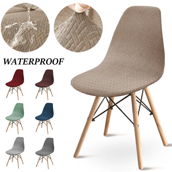 1/2/4/6 Pcs Waterproof Elastic Shell Chair Cover Plain Jacquard Short Back Chair Seat Cover For Dining Room