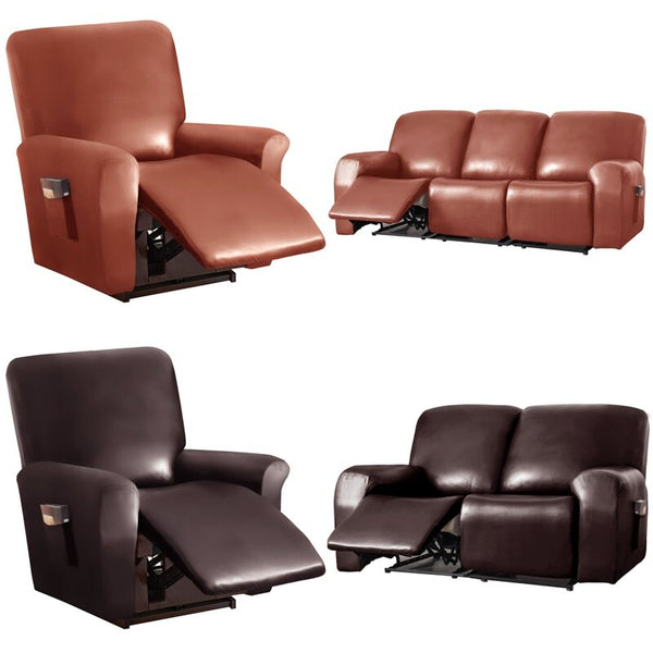 1 2 Seat Waterproof Leather Recliner Sofa Cover PU Leather Armchair Cover Lazy Boy Chair Cover Elastic Single Sofa Slipcover