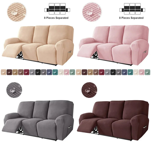 1 3 Seater Water Repellent Recliner Sofa Covers Solid Color Arm Chair Covers Anti-dirty Sofa Slipcover for Living Room Furniture