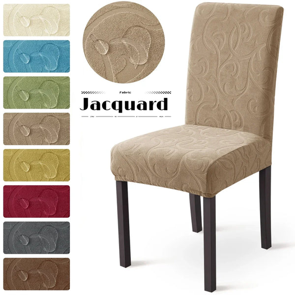 1/4/6Pcs Elastic Jacquard Dining Chair Covers Waterproof Chair Covers For Kitchen Wedding Banquet Anti-Slip Protector