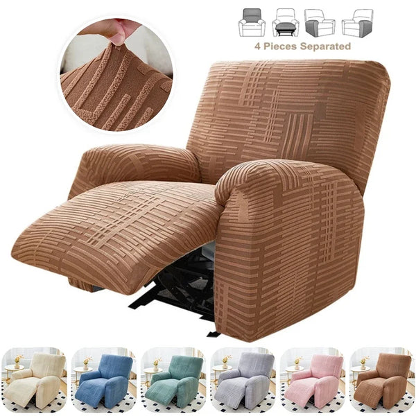 Recliner Sofa Cover for Living Room 4 Pieces Reclining Chair Cover Jacquard Armchair Covers Stretch Couch Slipcovers