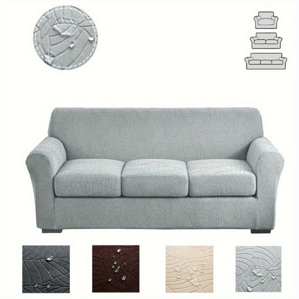 Jacquard Water-Resistant Sofa Slipcover Set 2/3/4 Piece Stretch Couch Covers Furniture Protectors Couch Cover With Cushion Covers