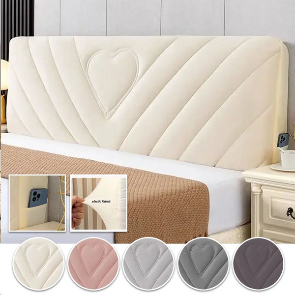 All-inclusive  Plush Quilted Bed Headboard Cover Thick Velvet Bed Head Covers Bed Backrest Dustproof Soft Bedside Protector Covers