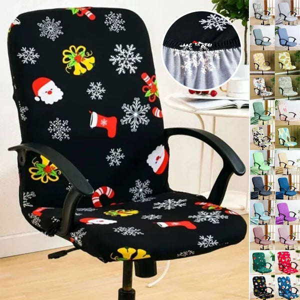 Christmas Elastic Office Chair Cover Computer Swivel Chair Hotel Zipper Anti Slip One-Piece Armchair Protective Dust Cover