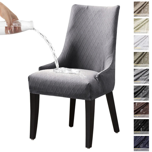 Jacquard Dining Chair Cover Water Repellent Elastic Chair Covers High Back Sloping Chairs Seat Slipcovers Wedding Home Decor