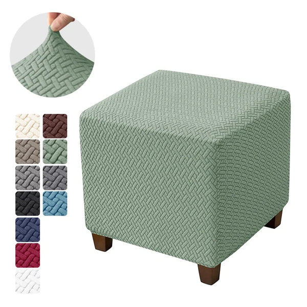 Jacquard Stretch Ottoman Stool Cover Elastic Square Footstool Covers All-inclusive Durable Footrest Slipcovers