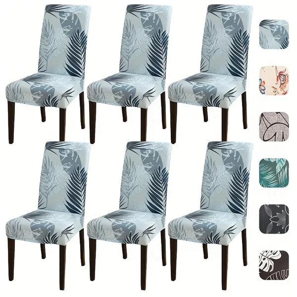 Leaf Pattern Elastic Chair Cover - Washable and Universal Dining Chair Cover, Suitable for Living Room, Dining Room, Hotel