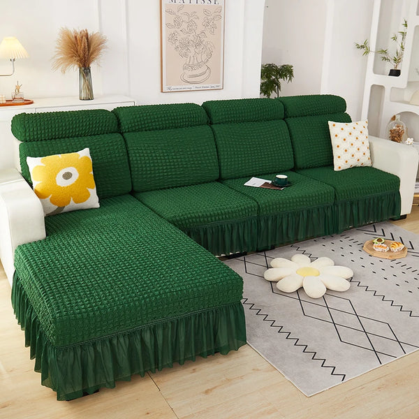 Seersucker Elastic Sofa Seat Cushion Covers for Living Room Stretch Sofa Covers Pets Kids Couch Slipcover Protector