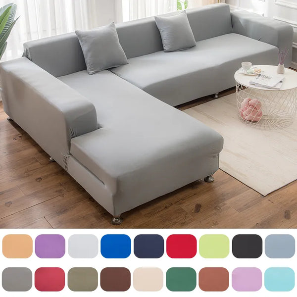 Solid Color Sofa Covers for Living Room Elastic L Shaped Corner Couch Cover Slipcovers Chair Furniture Protector Home Decor