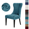 Velvet Dining Chair Cover Super Soft Elastic Chairs Covers High Back Armless Solid Color Seat Slipcovers Hotel Party Decor