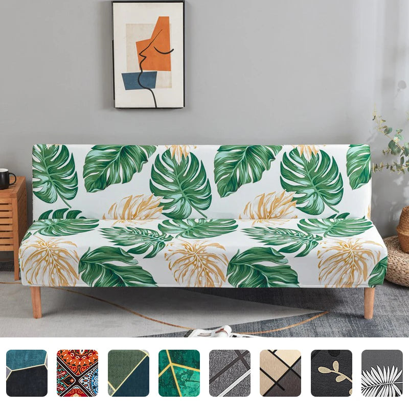 New Style Folding Sofa Bed Cover Sofa Covers Spandex Stretchdouble Seat Armless Sofa Cover Slipcovers Geometric Print