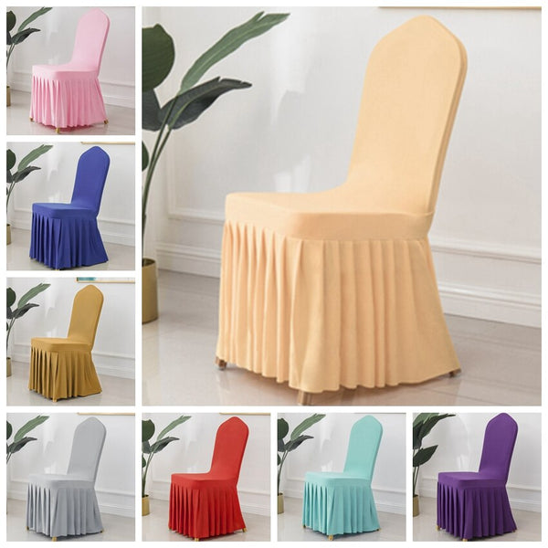 24 Colours Wedding Chair Covers Spandex Lycra Universal Ruffled Back Chair Cover Wedding Hotel Banquet Decoration Ruched Thick