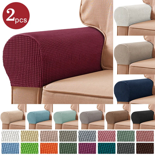 2PCS Plaid Elastic Sofa Armrest Cover Thickened Non Slip Couch Chair Arm Covers Stretch Dustproof Sofa Towel Sofa Arm Covers