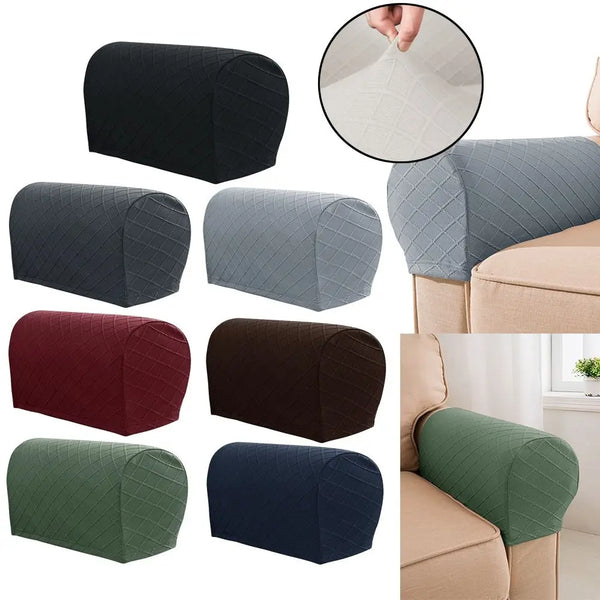 2PCS Stretchy Sofa Armrest Covers Home & Living Stretch Furniture Chair Arm Protector Removable Solid Sofa Arm Cover