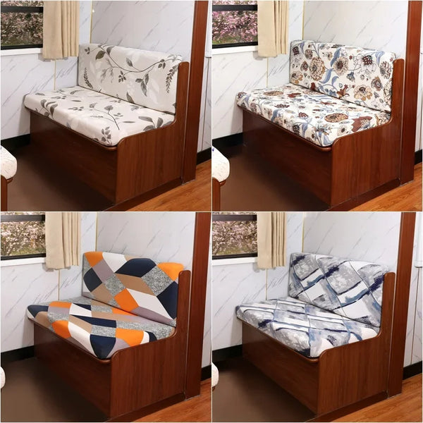 2pcs/set RV Dinette Cushion Cover Elastic Spandex Sofa Covers Camper Cushion Slipcover Furniture Protector for Camper Car Bench