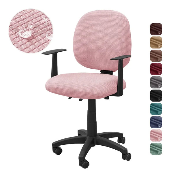 2pcs/set Waterproof Office Chair Cover Polar Fleece Stretch Computer Chair Slipcovers Rotating Gaming Seat Cover Protector