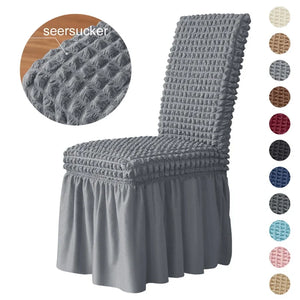 3D Seersucker Long Skirt Chair Cover