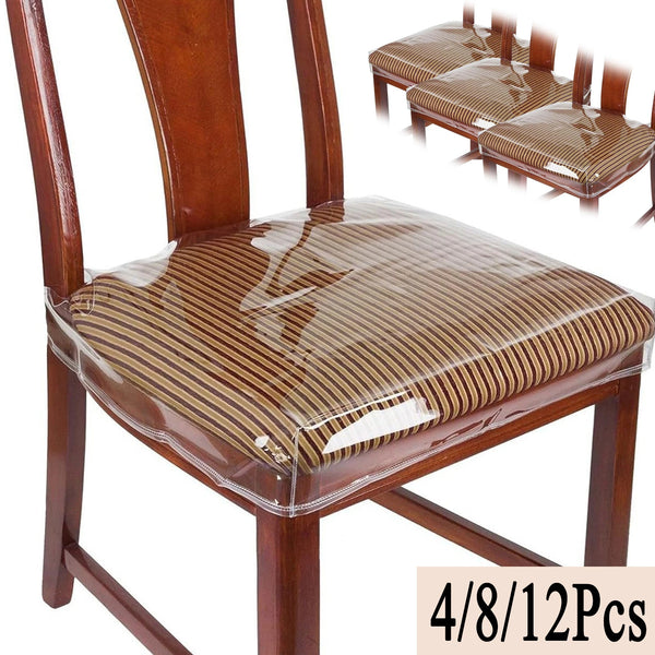 4/12Pcs Clear Chair Covers Enduring Transparent PVC Protectors Chair Covers Stain Resistant Waterproof Covers Easy to Clean For Dining