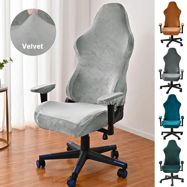 4Pcs/set Velvet Spandex Office Chair Covers Gaming Chair Cover Elastic Stretch Armchair Seat Cover Computer Chairs Slipcovers