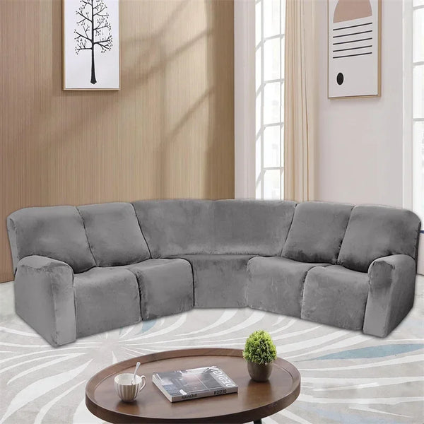 5 Seater Velvet Recliner Sofa Covers Stretch Sectional Recliner Sofa Slipcovers Couch Furniture Protector Cover