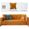 Upgraded Thick Velvet Sofa Covers Couch Cover for 3 Seater High Stretch and Non-Slip Sofa Slipcovers for Living Room