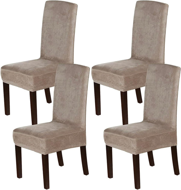 High Grade Velvet Dining Chair Covers Stretch for Dining Room Chair Slipcovers Protectors Soft Thick Solid Velvet Fabric Washable