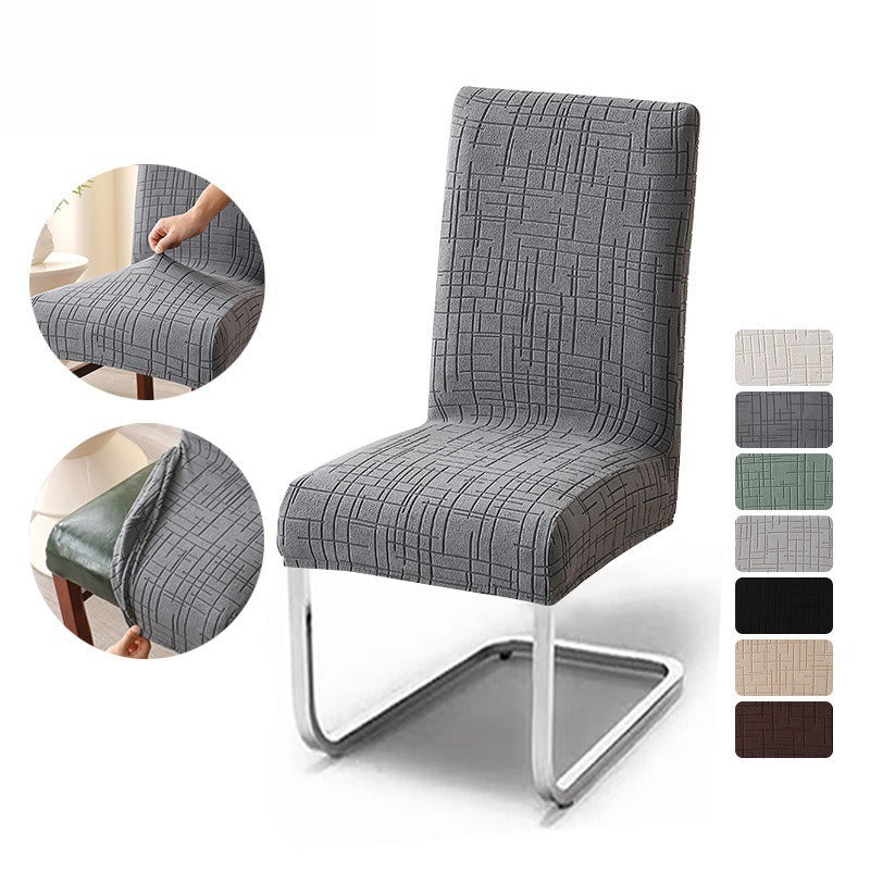 Geometric Jacquard Stretch Dining Chair Covers – Elastic Slipcovers for Cantilever Chairs