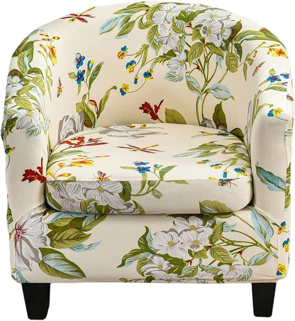 2 Piece Club Chair Slipcover Printed Tub Chair Slipcover Armchair Covers Soft Printed Round Barrel Chair Covers Couch Covers