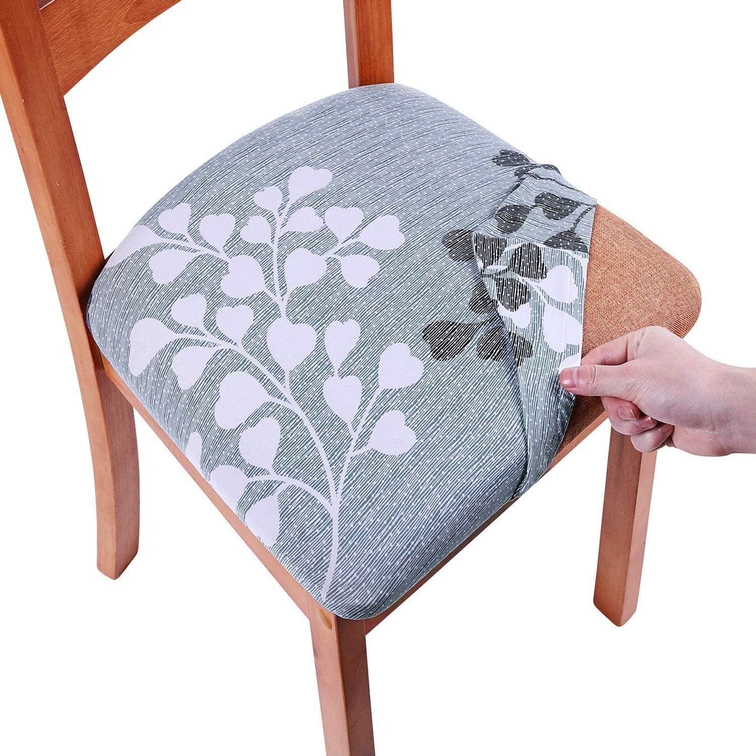 Stretch Chair Seat Covers for Dining Room Elastic Dining Chair Seat Protector Cover Removable Washable Chair Slipcovers